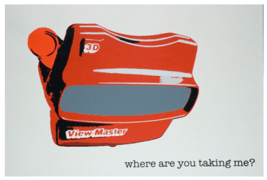 somewhere I want to be, Screen Print artwork, jane fontane, young australian artist, viewmaster 1980s toy, pop art