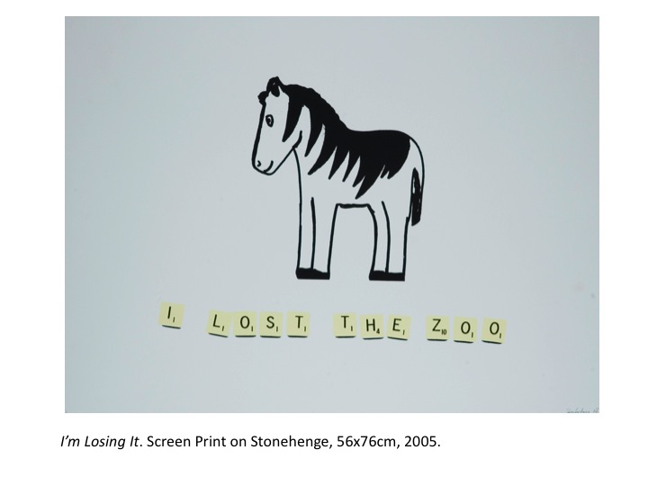 janefontane, jane fontane, young Australian artist, Sydney, newtown paddington, pop art, kudos gallery, college of fine arts, COFA, screenprint, spring fair, I lost the zoo, cute zebra, scrabble letters, baby room art, children’s room art