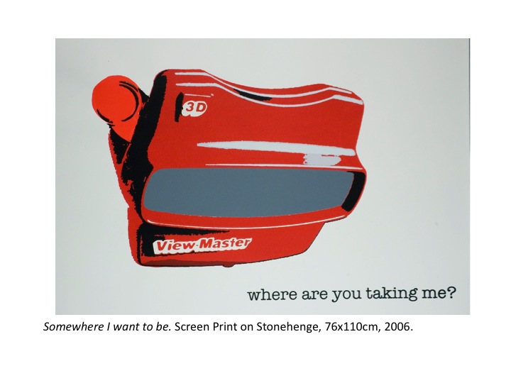 janefontane, jane fontane, young Australian artist, Sydney, newtown paddington, pop art, kudos gallery, college of fine arts, COFA, screen print, vintage 1980s ninteteen eighties, viewmaster, view master, retro games, wish to be young