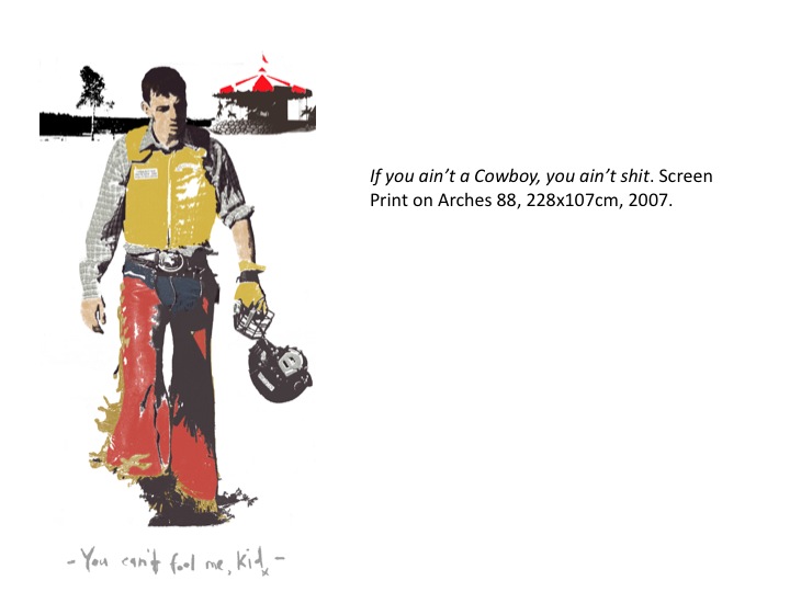 janefontane, jane fontane, young Australian artist, Sydney, newtown paddington, pop art, kudos gallery, college of fine arts, COFA, screen print, vintage, retro cowboy, rodeo, pressure, growing up