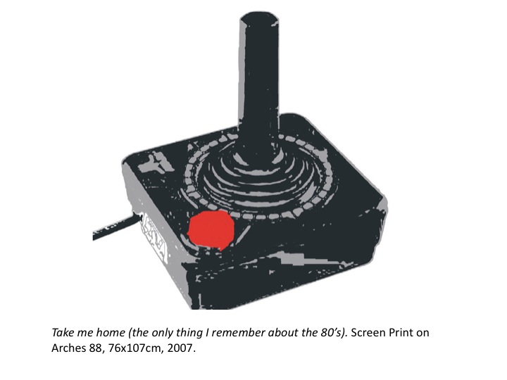 janefontane, jane fontane, young Australian artist, Sydney, newtown paddington, pop art, kudos gallery, college of fine arts, COFA, screen print, vintage 1980s eighties, Atari game console, joystick, retro