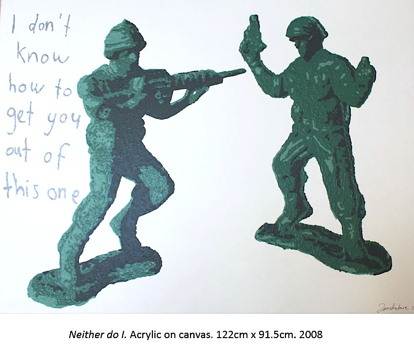 janefontane, jane fontane, young Australian artist, Sydney, newtown paddington, pop art, kudos gallery, syndicate, college of fine arts, COFA, painting, vintage, retro soldiers, pressure, growing up, neither do I